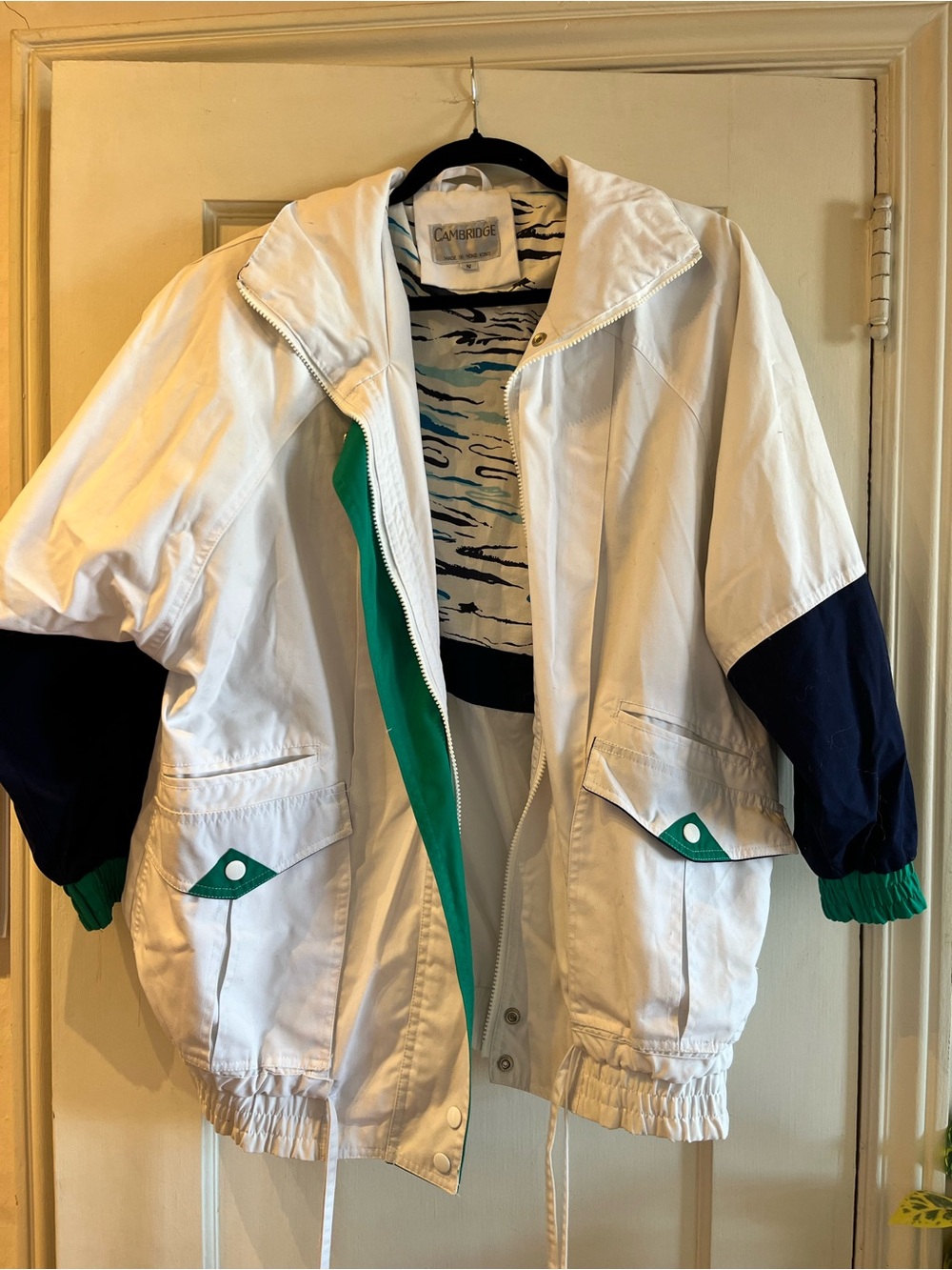 Cambridge White Cargo/Field Jacket with Navy & Green Accents